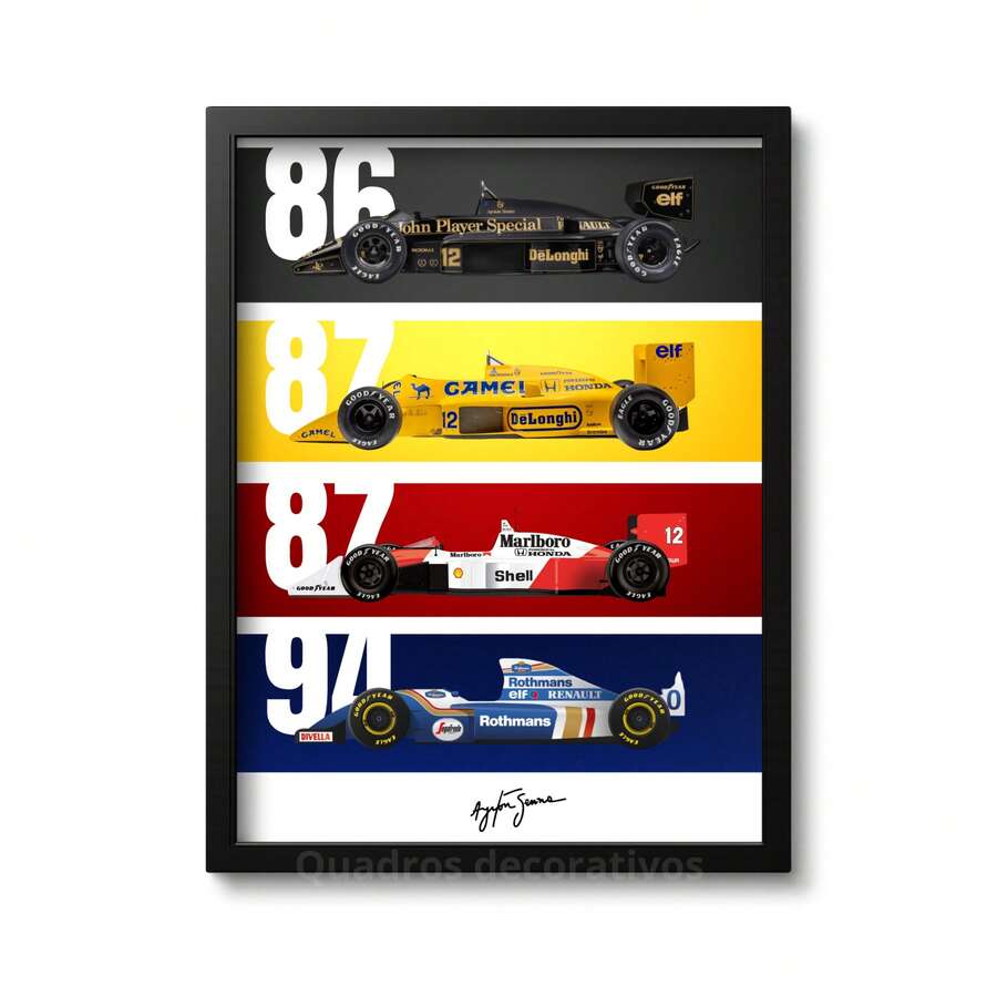 Quadro Decorativo Carros F1 Corrida Poster A4 + Moldura - Impressão A4 + Moldura - Visão 1