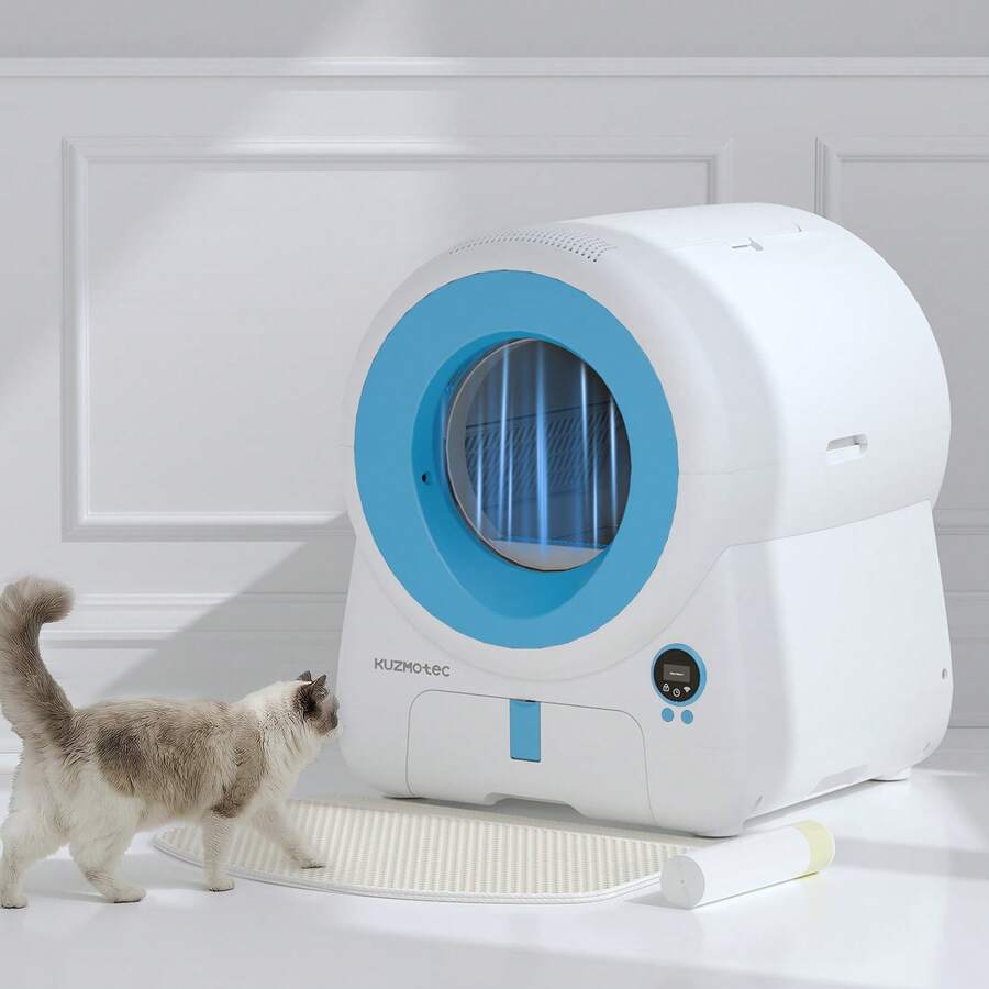 Devoko KUZMOTEC Automatic Self-Cleaning Cat Litter Box | APP Remote Control, Effective Odor Control, 75L Capacity, 11L Waste Bin, Suitable For Multi-Cat Households, Includes Scent Pad, Litter Mat & Waste Bags - Màu xanh lam - Xem 1