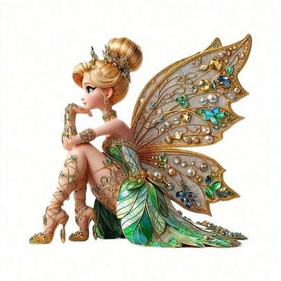 1pc/2pcs/3pcs Golden Hair Bun Rhinestone Wing Fairy Heat Transfer Print, DIY Ironing Fabric Patch, Suitable For T-Shirts, Hoodies, Baseball Caps, Canvas Bags And Other Fabric Decorations