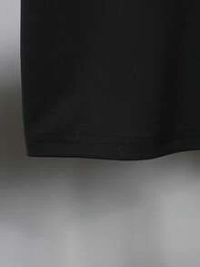 2pcs/Set Boys' Casual Short Sleeve Utility Pocket Shorts Set - Black - View 6