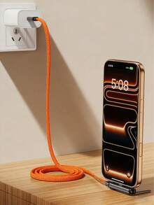 合金金属支架 240W（最大）橙色编织快充数据线，2026 最新款橙色支架数据线，采用尼龙编织材质，支持快充，内置手机支架，T 型可折叠设计，USB-C 转 Type-C 接口。兼容 17/16 Pro/16/15 Pro/15、S26/S25/S24/S23 等机型，适合居家、办公、旅行使用，是女性节的理想礼物。 - 彩色 - 查看 6