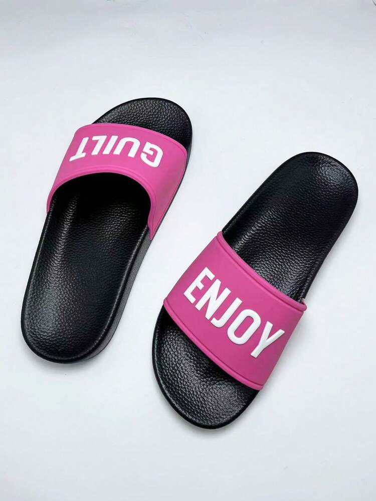 Cloud Slippers New Fashion Slippers For Women, Soft Rubber Sole Slip-On, Indoor Home Casual Outdoor Breathable Minimalist Versatile Commute Beach Party All Season Shock-Absorbing Slippers - Hot Pink - View 5