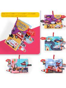 1本7主题磨牙布书，带沙沙纸，早教认知玩具，新生儿复活节/斋月/派对玩具 - 彩色 - 查看 17