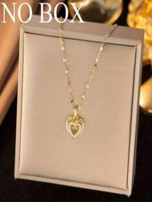 3件套心形吊坠项链和耳环，时尚独特创意设计，奢华质感，适合外出和日常佩戴（OPP袋包装） - 黃金色 - 查看 3