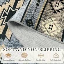 Western Rugs For Living Room Bedroom Dining Kitchen Washable Area Rugs For Home Decor Non Slip 6ft X 9ft Grey - 9' X 6' (Rectangular)+Millennial Gray - View 6