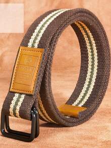 男女通用帆布腰带 休闲商务牛仔裤双环扣腰带 户外编织腰带 - 彩色 - 查看 11