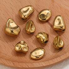 1pc Stainless Steel 18K Gold Plated Fashion Large Hole Rhombus Asymmetrical Spacer Bead, DIY Bracelet Necklace Jewelry Making Accessory - beads - View 5
