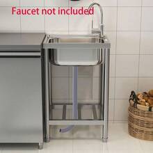 Kitchen Sinks Commercial Catering Stainless Steel Sink Single Bowl Drainer Unit - Multicolor - View 5