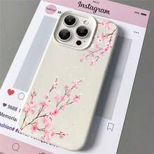 1pcs Cherry Blossom Phone Case Suitable For Apple Phone 11 12 13 14 15 16 17 PRO MAX X XSMAX Antidrop Phone Case Camera Protection Phone Case Vintage Light Luxury Style Elegant Stunning Can Be Given To A Lover Can Be Given To Friends - 白色 - 查看 5