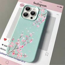 1pcs Cherry Blossom Phone Case Suitable For Apple Phone 11 12 13 14 15 16 17 PRO MAX X XSMAX Antidrop Phone Case Camera Protection Phone Case Vintage Light Luxury Style Elegant Stunning Can Be Given To A Lover Can Be Given To Friends - 薄荷綠 - 查看 5