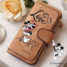 Disney 1个迪士尼夏季新款米奇米妮（永恒之爱）大容量拉链零钱包，多功能信用卡夹，男女通用可爱钱包，2D打印，情人节、感恩节完美礼物 - 彩色 - 查看 10