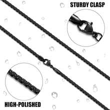 ¡RecomendadoFiusem - Cadenas planas negras para hombre, cadena de acero inoxidable de 2.5/3/4/4.5/5 mm, collares para hombres y mujeres de 16-28 pulgadas¡Top de Temporada - Negro 5MM - Ver 6