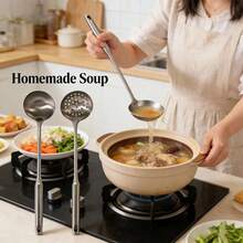 1 muỗng múc canh bằng thép không gỉ, dung tích lớn, dụng cụ nấu ăn nhà bếp, sử dụng tại nhà hàng/gia đình, tay cầm chắc chắn chống trượt. - Bạc - Xem 3