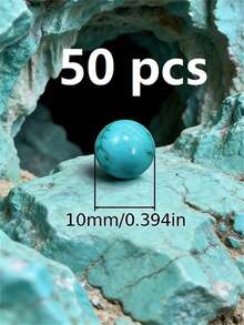 30/1000颗天然石珠，4-10毫米圆形绿松石宝石，散珠配弹力绳，可用于DIY手链和项链。 - 藍色 - 查看 19