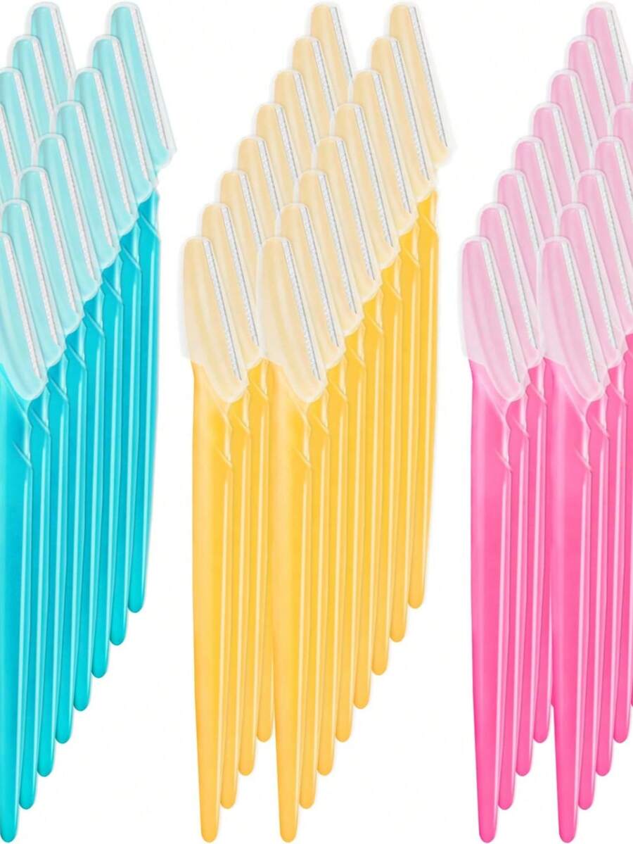 眉毛修剪器套装，新手必备，不锈钢女士剃须刀带防护网 - 安全剃刀 - 查看 1