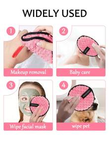 3/5 piezas Toallas faciales suaves de microfibra con estampado de piña, paños desmaquillantes, con ojal para colgar, suaves para la piel, lavables y reutilizables - Rosa - Ver 8