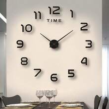 2026 Modern Design Large 3D DIY Quartz Clock, Fashionable Mirror Surface Sticker, Living Room Home Decor Wall Clock - 1PC - View 2