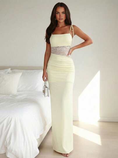 Women's Contrast Lace Sexy Vacation Wedding Party Dress