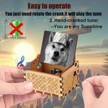 Meme Shiba Inu Hand Crank Music Box - "You Are My Sunshine" Wooden Musical Box, No Battery Needed, Funny Gift For Friends - Shiba Inu  Hand-cranked Music Box - View 4