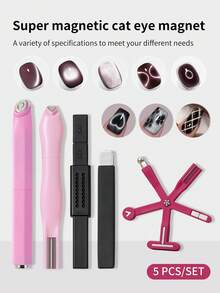 SHANGFEIYA Eight-In-One Purple Nail Art Magnet 5pcs Set Featuring Fancy Designs Multifunctional Glass Beads And Cat's Eye Nail Polish Gel Specially Designed With A Strong Magnet 1pc/5pcs - Multicolor - View 11