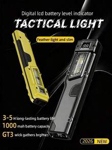 High Performance S90 Flashlight TG3 LED Source 8 Level Illumination Settings Digital Battery Monitor Type C Charging System 1000mAh Rechargeable Power Dual Switch Design ABS Metal Alloy Build Ultra Light 96 Gram Weight Pen Clip Carry Convenience Tactical EDC Light Outdoor Camping Tool Hiking Accessory Emergency Light Source Vehicle Inspection Lamp Night Safety Device - S90 黑色 - 查看 1