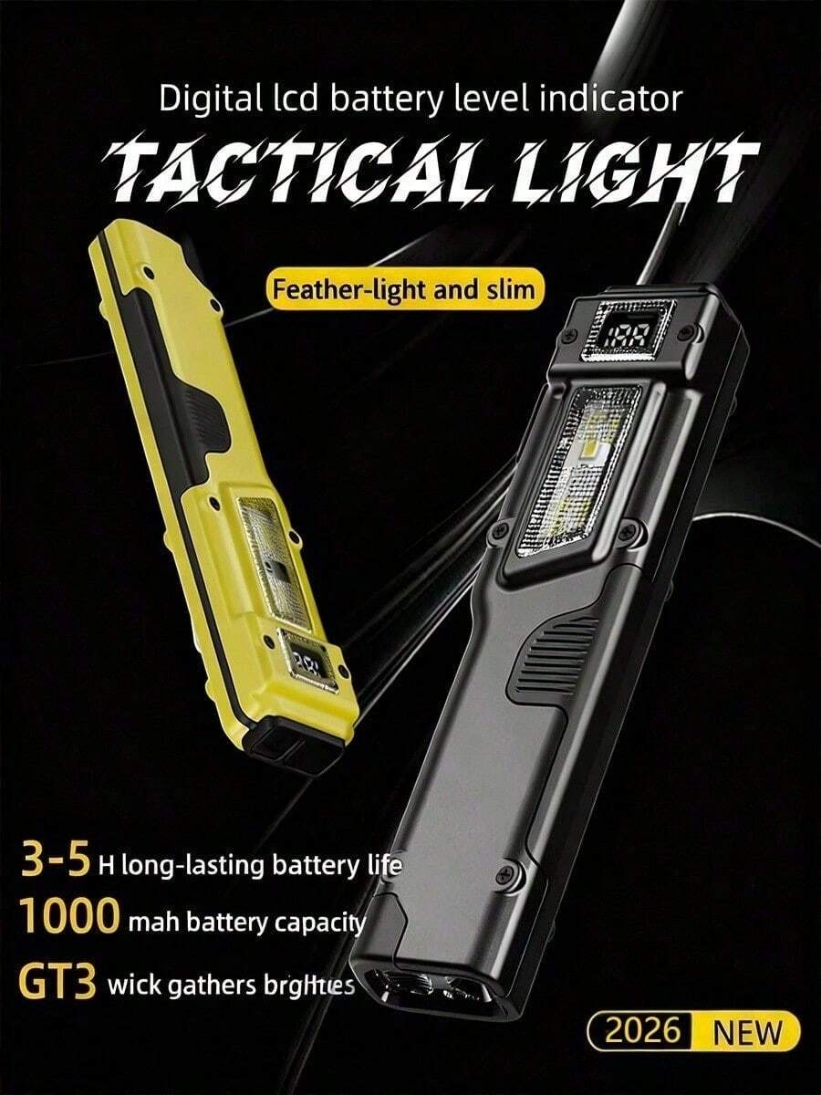 High Performance S90 Flashlight TG3 LED Source 8 Level Illumination Settings Digital Battery Monitor Type C Charging System 1000mAh Rechargeable Power Dual Switch Design ABS Metal Alloy Build Ultra Light 96 Gram Weight Pen Clip Carry Convenience Tactical EDC Light Outdoor Camping Tool Hiking Accessory Emergency Light Source Vehicle Inspection Lamp Night Safety Device - S90 黑色 - 查看 1