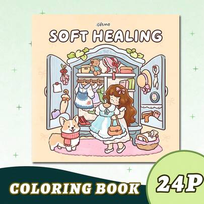 GDTME 24-Page Cute & Dreamy Daily Life Coloring Book, Warm & Charming, Perfect For Relaxation. Pages Can Be Torn Out For Decoration. An Ideal Birthday, Back-To-School, Women's Day Gift, Stationery Or Room Decor, Size: 7.9x7.9 Inches.