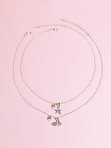 2件套女孩云朵星空锌合金吊坠项链，闺蜜/姐妹情谊项链，姐妹情谊/闺蜜礼物，适合日常佩戴 - 均碼 - 查看 6