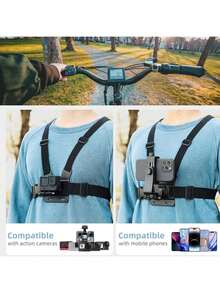 Adjustable Chest Harness Phone Holder Phone Holder Chest Front Mounted With Shock Cord Suitable For Cycling Running Vlogging POV Phone Stand Fits Action Cameras Mother's Day Gift - Multicolor - View 5