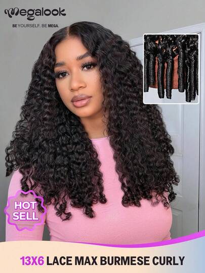 MEGALOOK Peluca rizada de Jerry con extremos enrollados con los dedos Actualización 13x6 Tres-Go™ Pelucas sin pegamento con cordón - Peluca frontal de encaje transparente recortada y previamente depilada con línea de cabello natural Gorra transpirable Pelucas rizadas naturales negras de 18-24 pulgadas - Peluca de cabello humano virgen 100% Comodidad todo el día Mínimo desprendimiento para uso diario Lista para la oficina