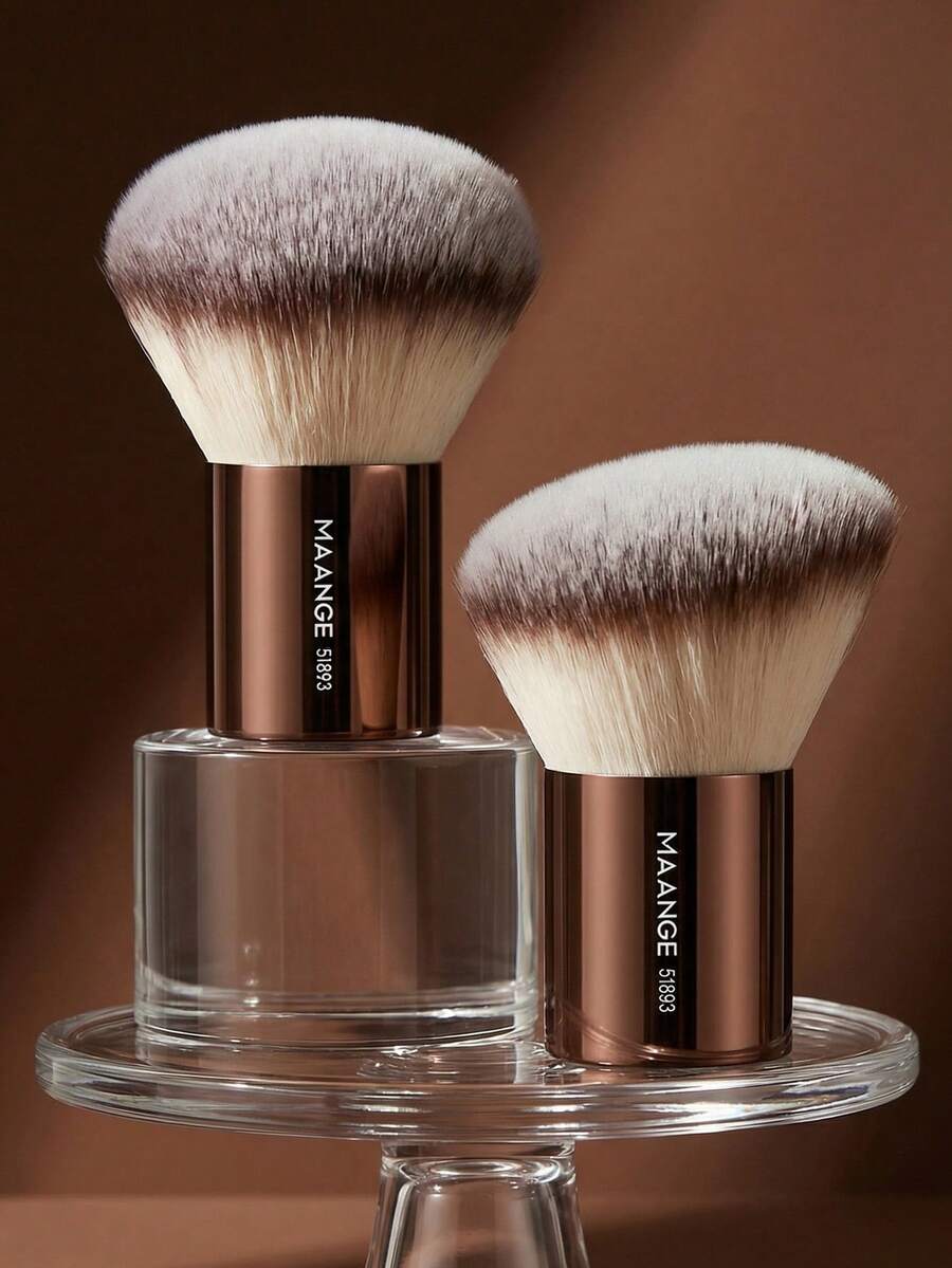 MAANGE 1支/2支装专业短柄圆头化妆刷，柔软粉底刷/腮红刷，采用亲肤纤维制成，方便携带，旅行必备，女士/女孩礼物，粉底刷，遮瑕刷，腮红刷，修容刷，古铜粉刷，散粉刷，粉底刷，腮红刷，赠品