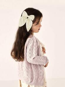 6pcs Girls Autumn Satin Ribbon Bow Hair Clips, Neutral Color Hair Accessories - Multicolor - View 6