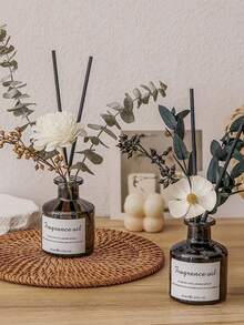 Black White Minimalist Reed Diffuser Set (Includes Reed Diffuser Sticks And Rose Bouquet) | 100ml No-Fire Aromatherapy | Long-Lasting Home Fragrance | Rose Scented Diffuser With Sticks, Room/Bedroom/Home Deccor, Car/Home/Bathroom Accessaries, A-Ir Up Bottle, Room Freshener, Car Air Freshener, Wedding Decorations, Gifts For Women/Mother's Day - Fragrance - View 8