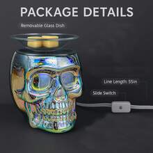 Electric 3D Glass Skull Wax Melter With PTC Heating Plate – Aromatherapy Wax Burner, Perfect Holiday Gift For Thanksgiving, Halloween, Christmas And Other Festivals - 2pcs - View 3