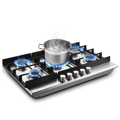 Eascookchef 30 Inch Gas Cooktop, Gas Stove Top With 5 High Efficiency Burners, Built-In Stainless Steel Gas Hob For Kitchen, NG/LPG Convertible Gas Stovetop, Thermocouple Protection