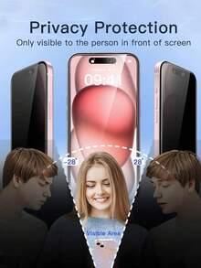 2 piezas Protector de pantalla de vidrio templado con impresión de pantalla de seda negra, compatible con iPhone 15/15 Plus/15 Pro/15 Pro Max, 14/14 Plus/14 Pro/14 Pro Max, 13 Mini/13/13 Pro/13 Pro Max, 12 Mini, también compatible con iPhone 16/16 Pro/16 Plus/16 Pro Max, 17/17 Air/17 Pro/17 Pro Max. Hecho de material de vidrio templado, resistente a los arañazos. - Negro - Ver 2