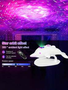 1pc Dolphin Star Projector & Remote Galaxy Night Light Bedroom Decor, 360° Nebula Projection 16 Colors, Portable LED Christmas Birthday Party Gift - Multicolor - View 7