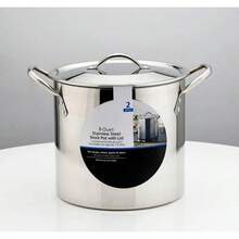 US 8-Qt Stainless Steel Stock Pot With Metal Lid - Ultra Durable, Stay-Cool Handles, American Family Cooking Essential - Single - 查看 6