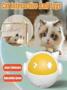 自动伸缩电动猫玩具，互动式电动毛绒球猫玩具，宠物用品，ABS材质伸缩毛绒球猫玩具，猫咪用品，快乐猫咪，不含电池（需7节电池） - 彩色 - 查看 3