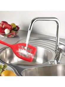 1pc Large Silicone Spatula; Non-Stick Kitchen Turner; Leak-Proof Durable; Extra Flexible; Pizza Fish Cooking; Long-Lasting Utensil; Kitchen Cooking Tool - Multicolor - View 2