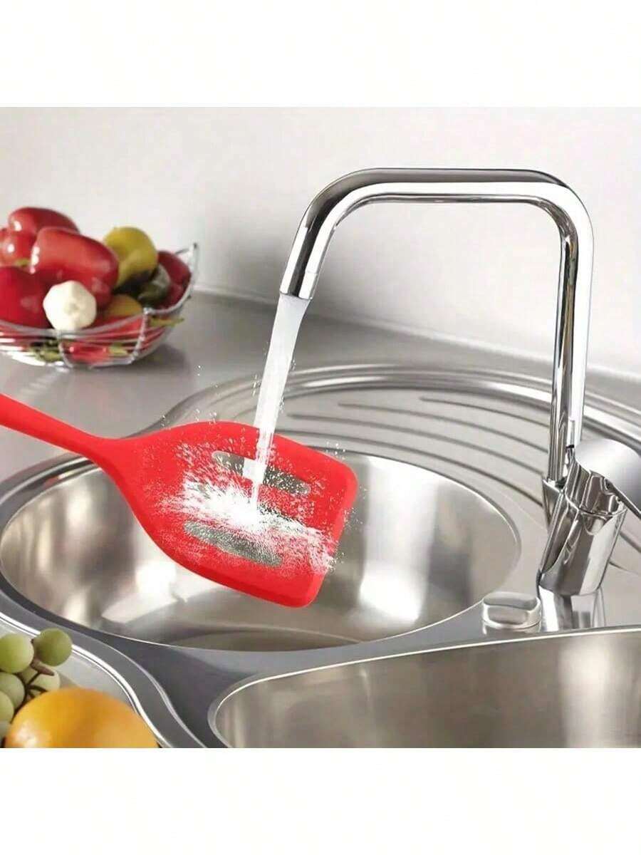 1pc Large Silicone Spatula; Non-Stick Kitchen Turner; Leak-Proof Durable; Extra Flexible; Pizza Fish Cooking; Long-Lasting Utensil; Kitchen Cooking Tool