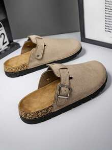 Men's Slip-On Slippers, New Leather Upper One-Piece Sandals, Solid Color Retro Men's Slippers, Indoor Waterproof Slippers, Unisex Casual Sandals, Retro Luxury Casual Outdoor Slippers, Niche High-End Street Fashion Sandals - Khaki - View 6