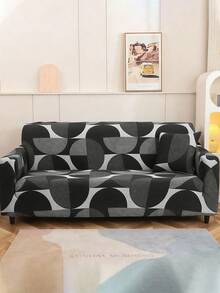 1 pieza Funda de sofá de estiramiento con patrón geométrico, de tela de poliéster de estilo moderno, lavable a máquina, apta para todas las estaciones, no incluye funda de almohada - Multicolor - Ver 2