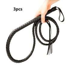 2条西部农场牛仔鞭 - 黑色皮革牛鞭，万圣节派对用品，圣诞节和新年礼物，马术皮革鞭/训练鞭 - 戶外訓練類 - 查看 11