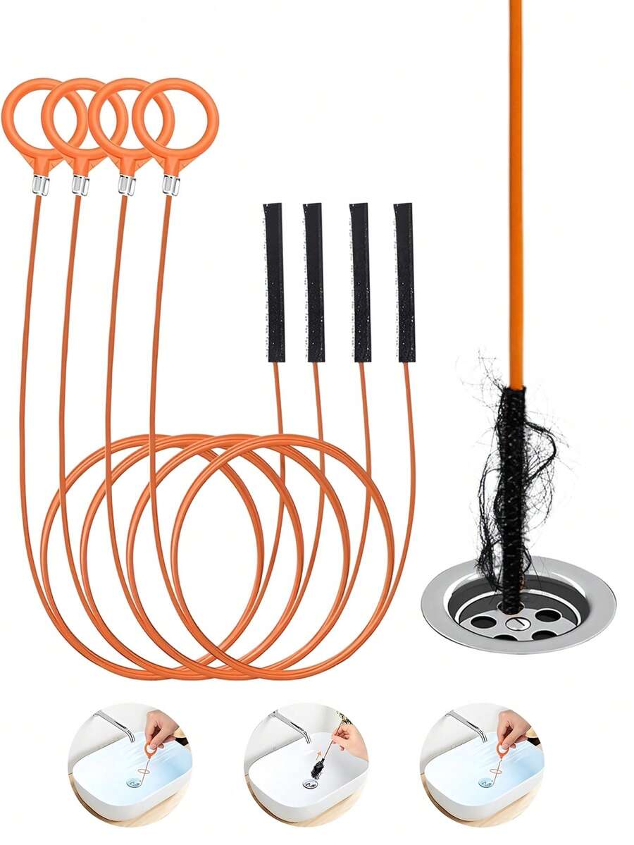 1/3/5pcs Drain Cleaner, Hair Remover, Pipe Dredger, Drain Cleaning Tool, Flexible Snake Tool, Effectively Clears Clogged Debris, Suitable For Sink, Shower And Bathtub Hair Clogging