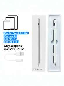 适用于 iPad（2018-2025 系列）的二合一触控笔，顶部触控开关，包含 2 个替换笔尖、1 根 Type-C 充电线、防误触功能、侧边磁吸设计、快速充电、高精度书写，适用于办公、学习、创作、游戏等多种场景。平板电脑的必备配件，放松手指，提升触控灵敏度。电池容量：90mAh - 彩色 - 查看 14