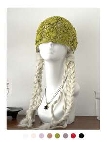 1pc Black Label With Sequin Lettering, Handmade Crochet Hollow-Out Sequin Beanie Hat, Fashionable Retro Versatile Lightweight Breathable Knit Cap For Women, Spring/Summer - Multicolor - View 1