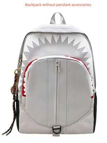 New Luminous Shark Design Backpack, Fashionable Versatile Bookbag, Large Capacity Travel Casual Rucksack - Multicolor - View 12