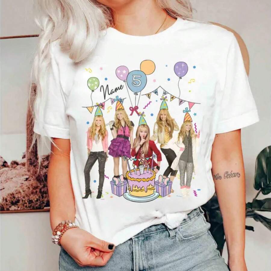 Personalized Name Channel Ha Nnah Mont Ana Birthday T-Shirt, Custom Ha Nnah Mont Ana Music Birthday Present Gift, Disneyland Family Trip - 白色 - 查看 1
