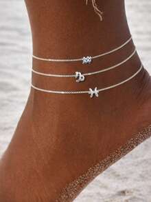 FOREVER QUEEN 1条925纯银十二星座可调节脚链，附赠礼盒 - 銀色 - 查看 5